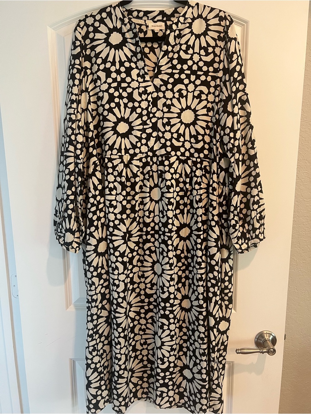 World Market Black & White Long sleeve Dress L/XL